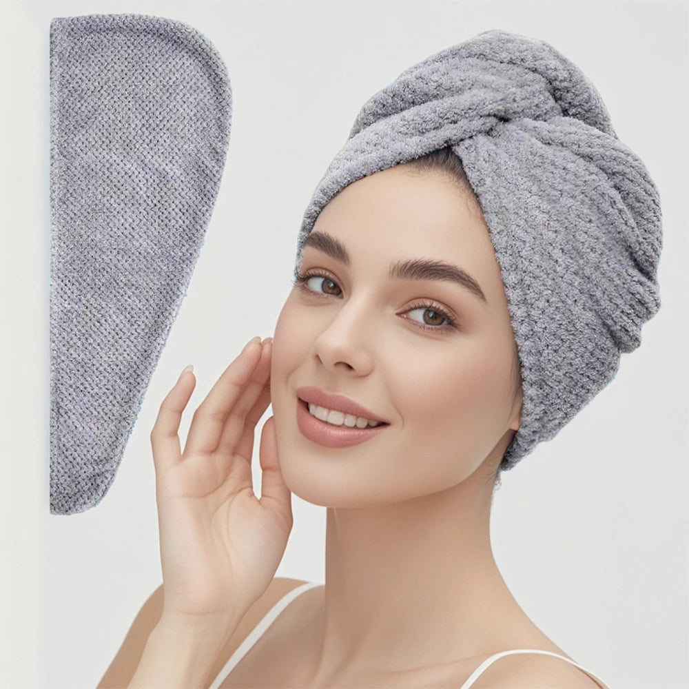 Hair towel -Textured dry hair cap / Absorbent hair towel wrap for button-down Women