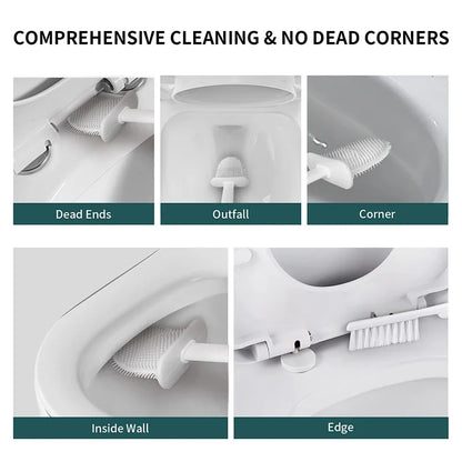 Wall Hanging Toilet Brush with Holder Long -  Toilet Brush Soft Bristles =  Cleaning Brush Bathroom Accessories