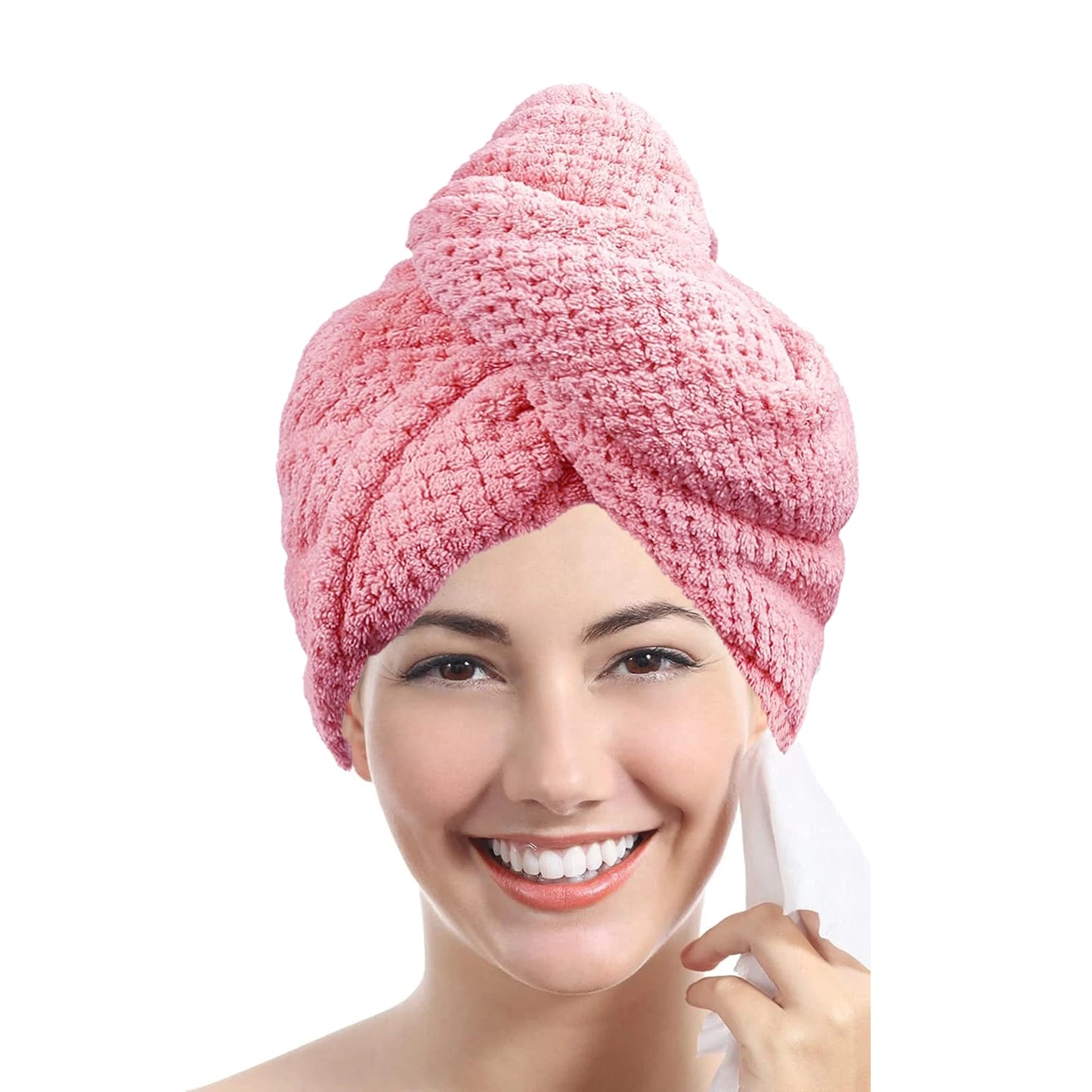 Hair towel -Textured dry hair cap / Absorbent hair towel wrap for button-down Women
