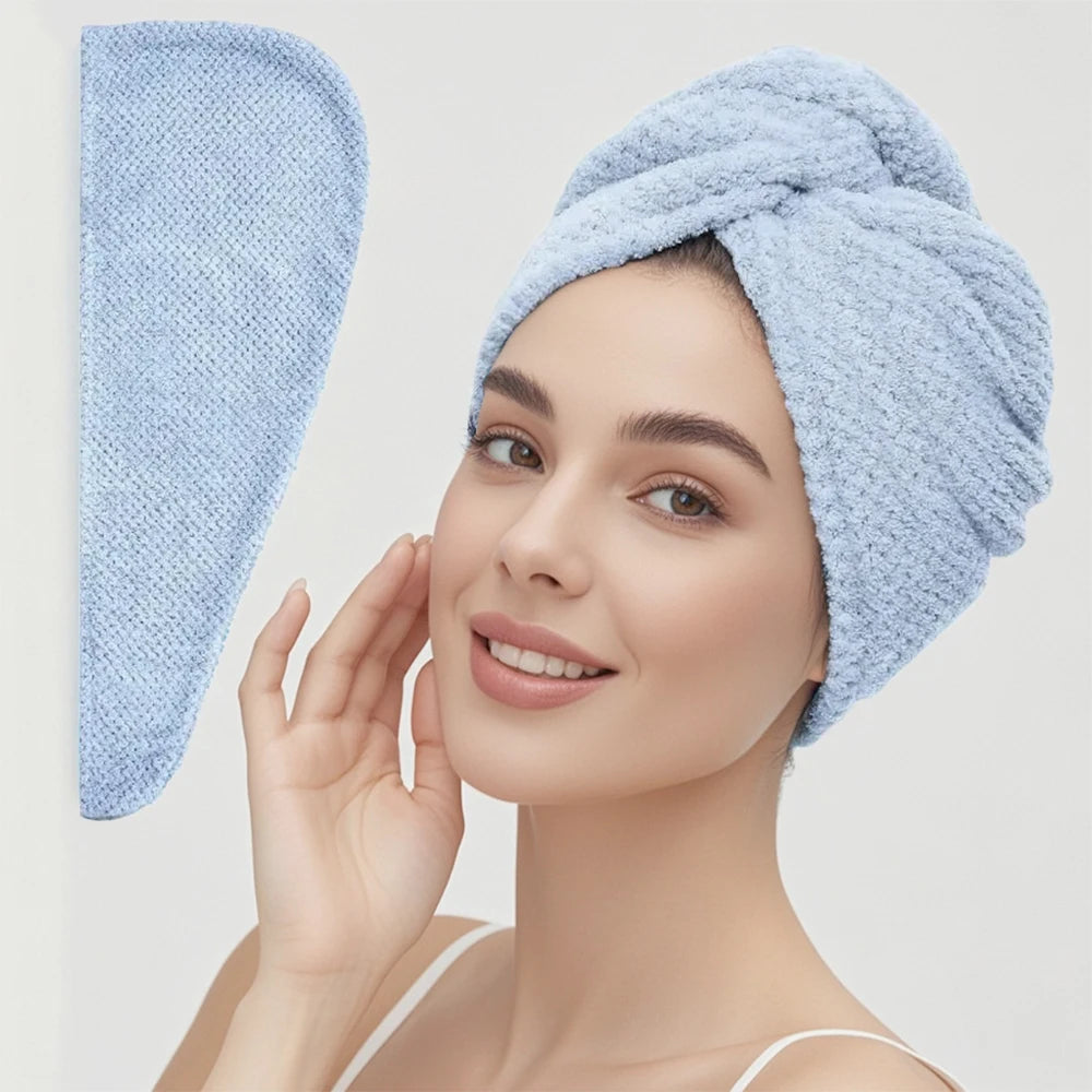 Hair towel -Textured dry hair cap / Absorbent hair towel wrap for button-down Women
