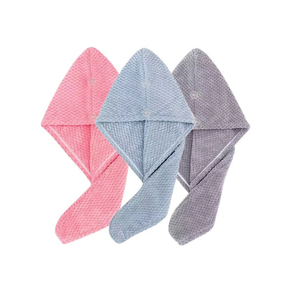 Hair towel -Textured dry hair cap / Absorbent hair towel wrap for button-down Women