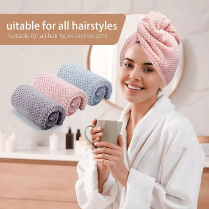 Hair towel -Textured dry hair cap / Absorbent hair towel wrap for button-down Women