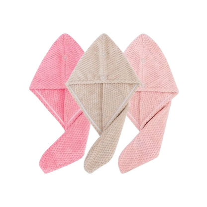 Hair towel -Textured dry hair cap / Absorbent hair towel wrap for button-down Women