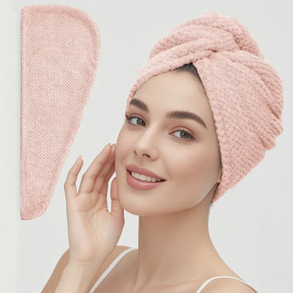 Hair towel -Textured dry hair cap / Absorbent hair towel wrap for button-down Women