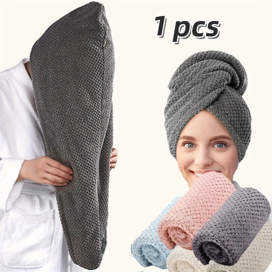 Hair towel -Textured dry hair cap / Absorbent hair towel wrap for button-down Women