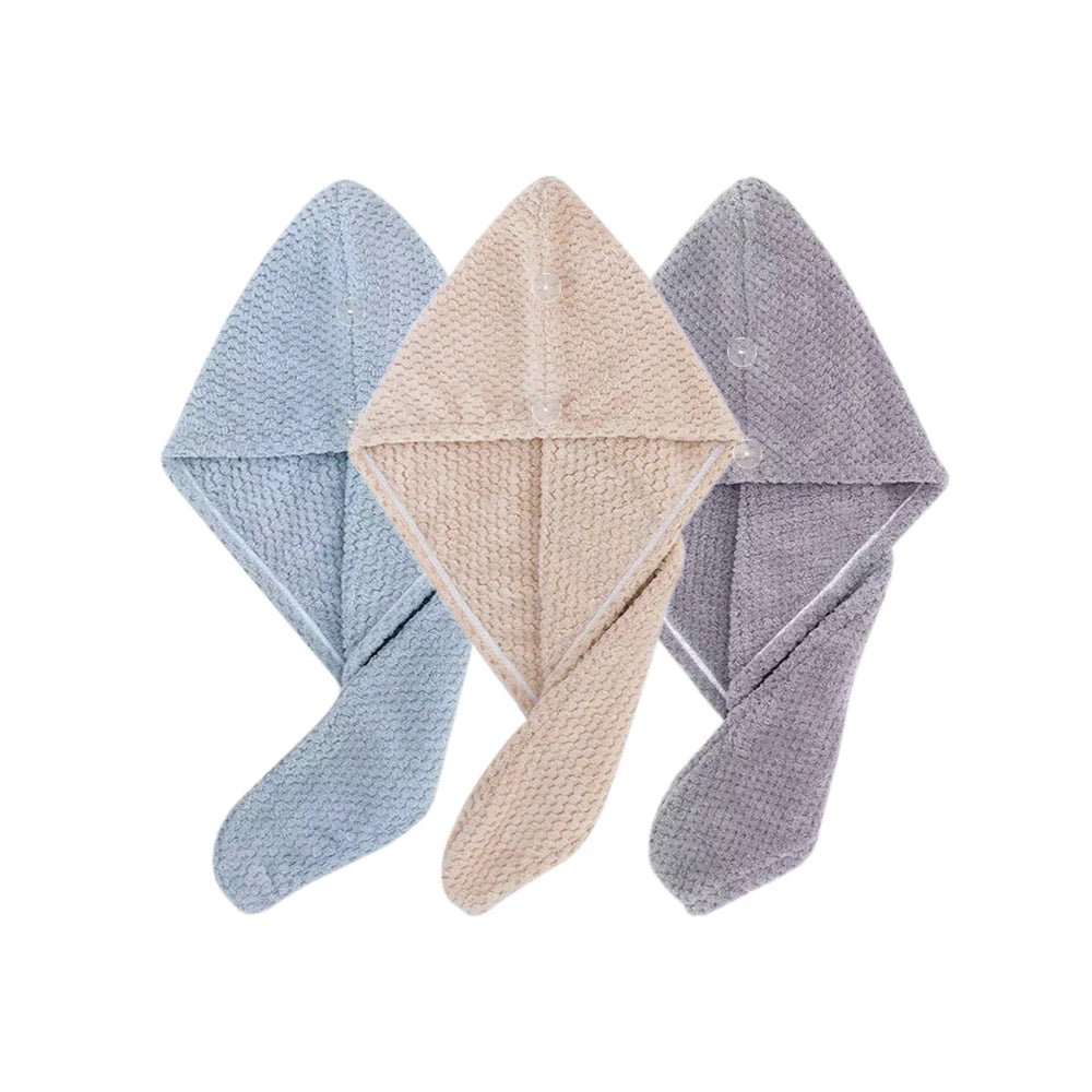 Hair towel -Textured dry hair cap / Absorbent hair towel wrap for button-down Women