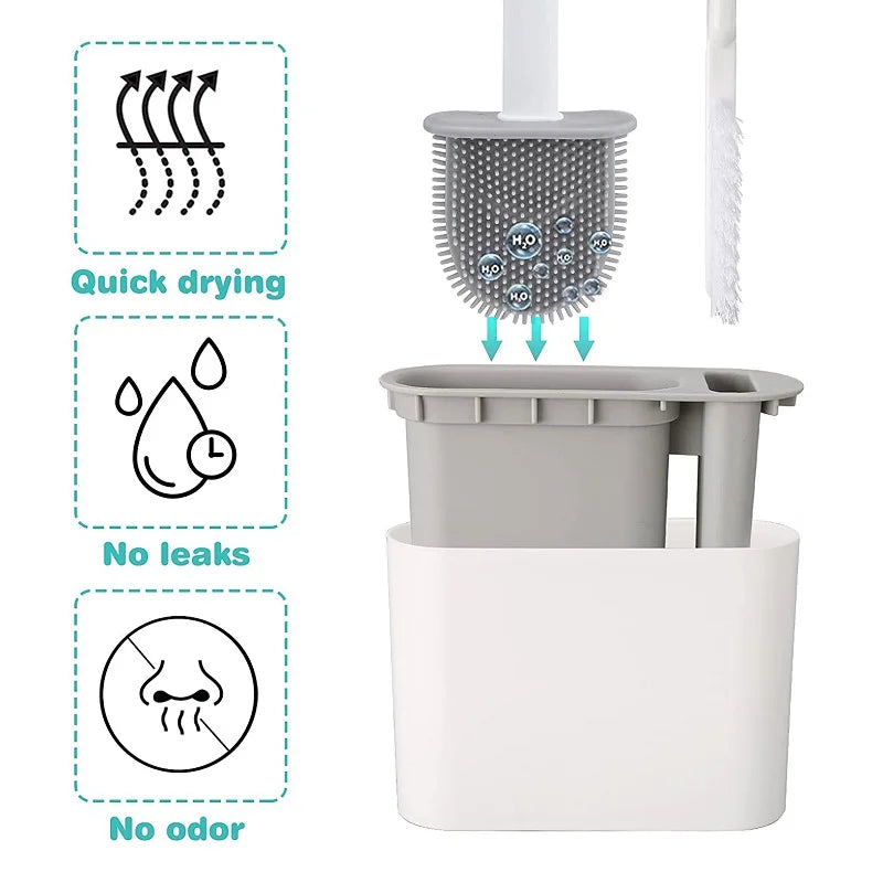 Wall Hanging Toilet Brush with Holder Long -  Toilet Brush Soft Bristles =  Cleaning Brush Bathroom Accessories