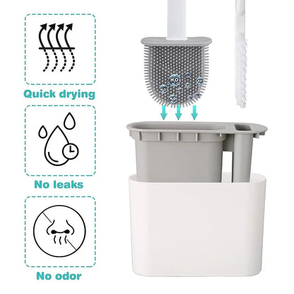 Wall Hanging Toilet Brush with Holder Long -  Toilet Brush Soft Bristles =  Cleaning Brush Bathroom Accessories