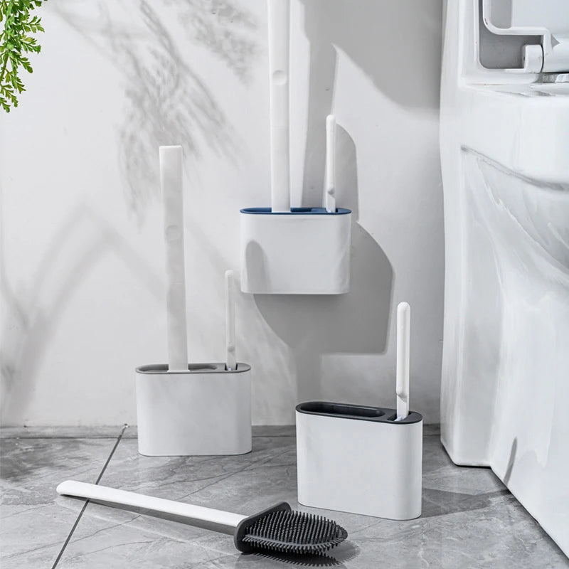 Wall Hanging Toilet Brush with Holder Long -  Toilet Brush Soft Bristles =  Cleaning Brush Bathroom Accessories
