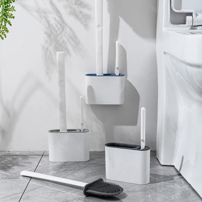 Wall Hanging Toilet Brush with Holder Long -  Toilet Brush Soft Bristles =  Cleaning Brush Bathroom Accessories