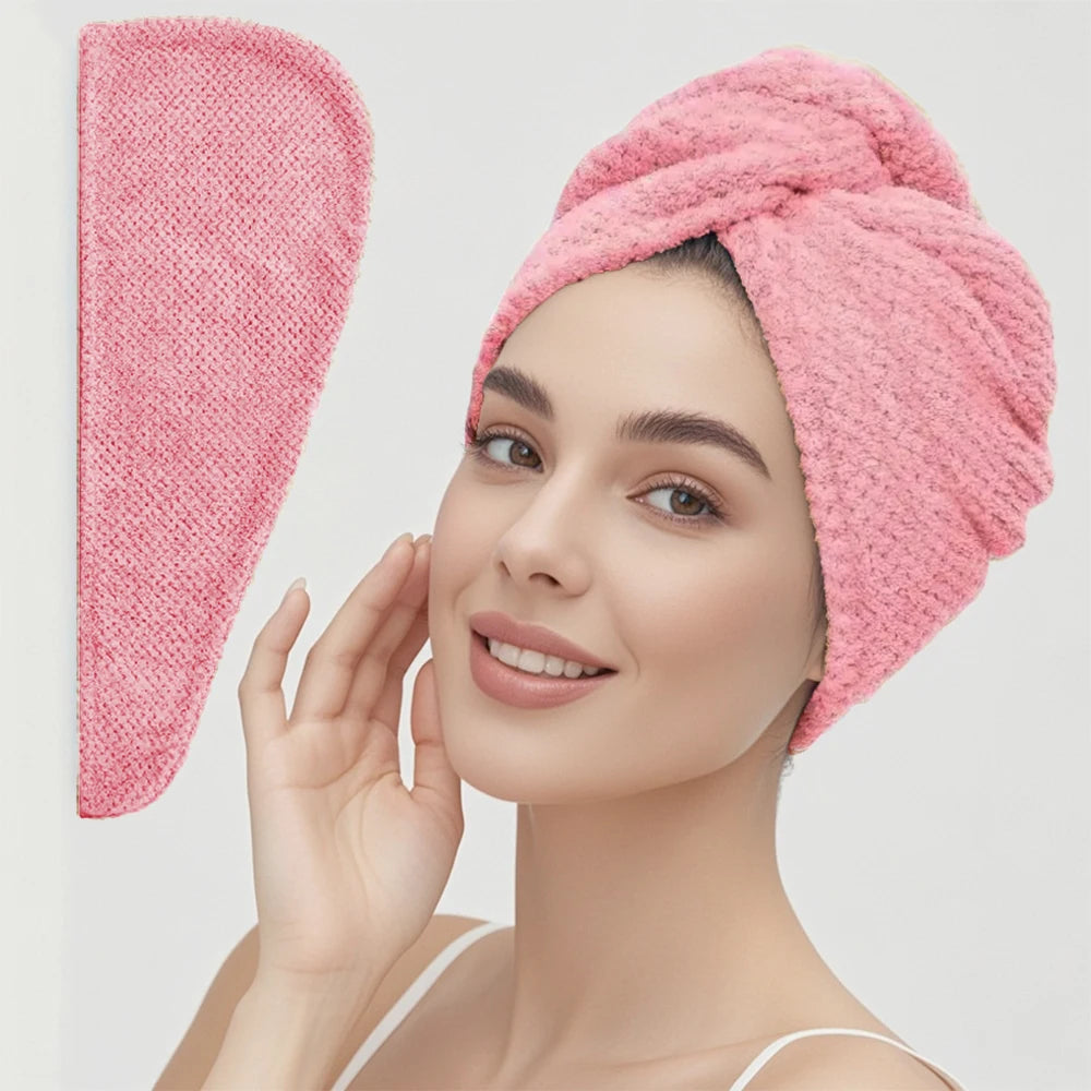 Hair towel -Textured dry hair cap / Absorbent hair towel wrap for button-down Women