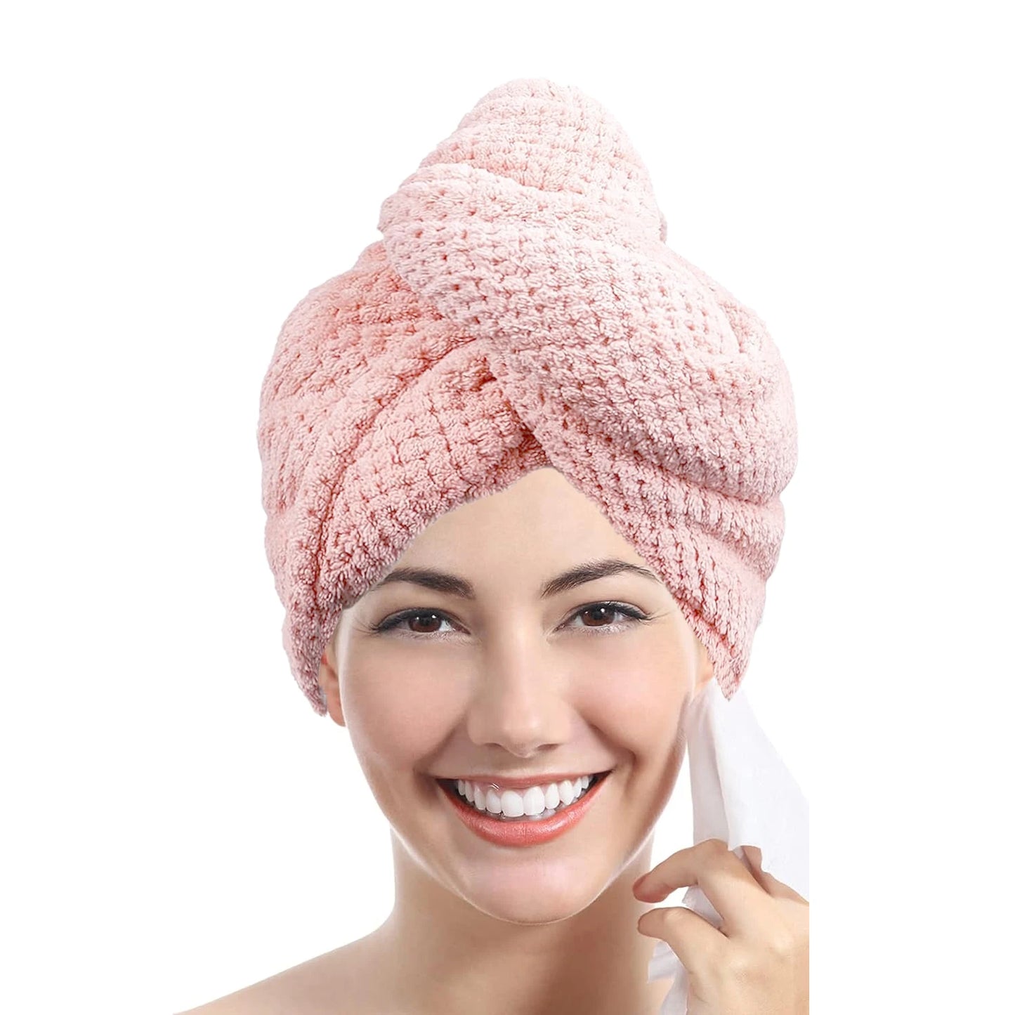 Hair towel -Textured dry hair cap / Absorbent hair towel wrap for button-down Women