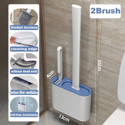 Wall Hanging Toilet Brush with Holder Long -  Toilet Brush Soft Bristles =  Cleaning Brush Bathroom Accessories