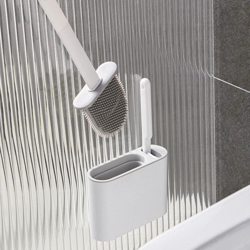 Wall Hanging Toilet Brush with Holder Long -  Toilet Brush Soft Bristles =  Cleaning Brush Bathroom Accessories