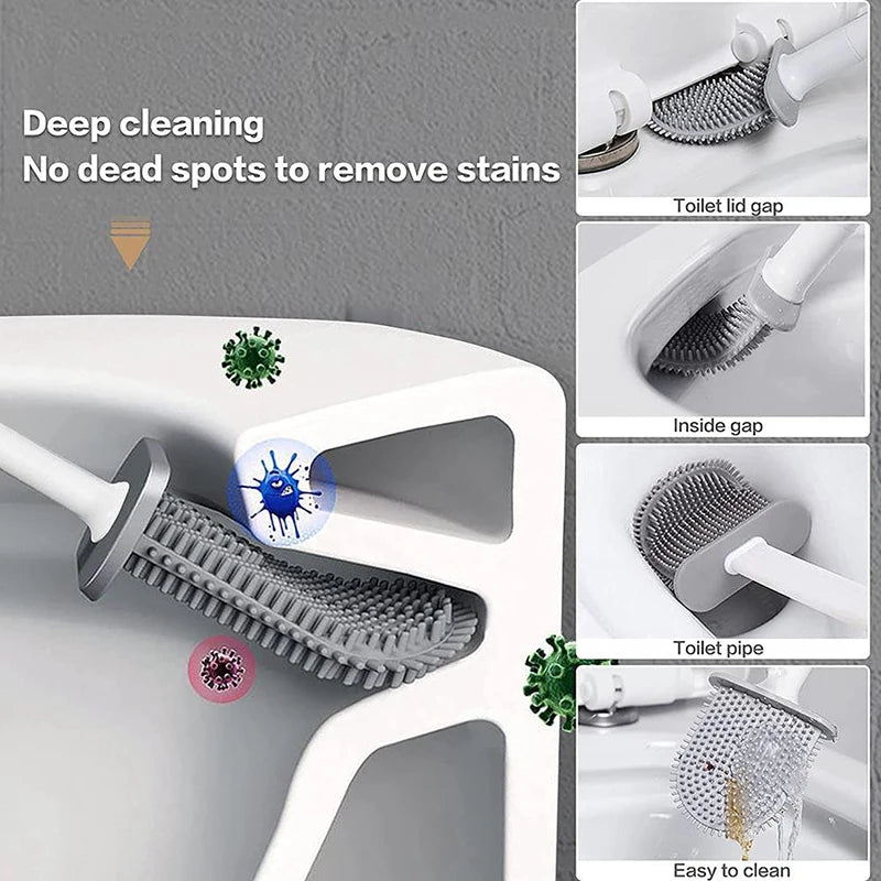 Wall Hanging Toilet Brush with Holder Long -  Toilet Brush Soft Bristles =  Cleaning Brush Bathroom Accessories