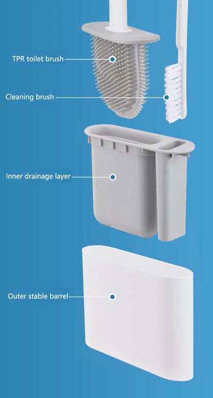 Wall Hanging Toilet Brush with Holder Long -  Toilet Brush Soft Bristles =  Cleaning Brush Bathroom Accessories