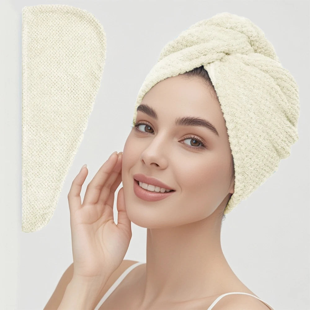 Hair towel -Textured dry hair cap / Absorbent hair towel wrap for button-down Women