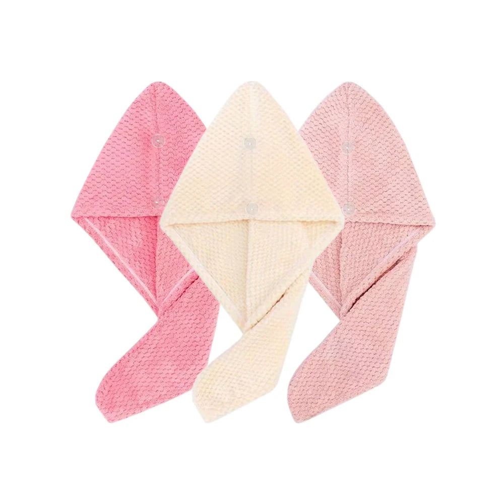Hair towel -Textured dry hair cap / Absorbent hair towel wrap for button-down Women