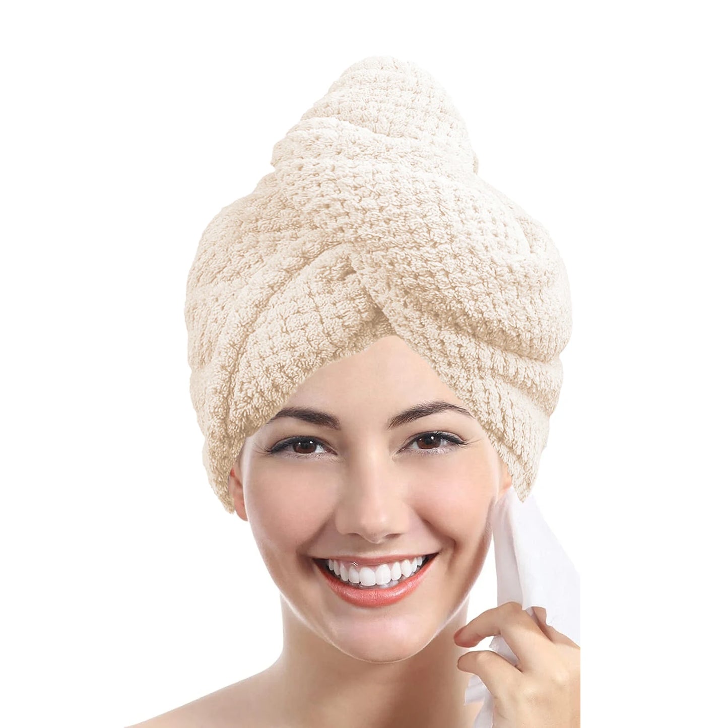Hair towel -Textured dry hair cap / Absorbent hair towel wrap for button-down Women