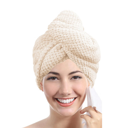 Hair towel -Textured dry hair cap / Absorbent hair towel wrap for button-down Women